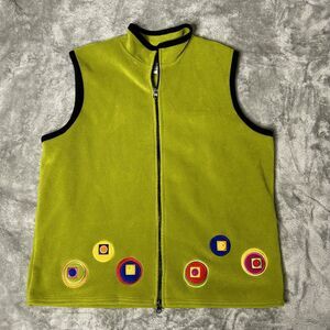 Vintage Richard Sport Green Cottage  Core Embroidered  Vest Zip Front Size L